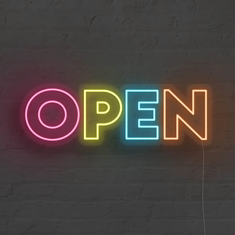Letrero de neón "Open"